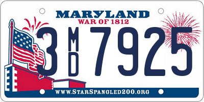 MD license plate 3MD7925