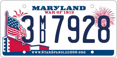 MD license plate 3MD7928