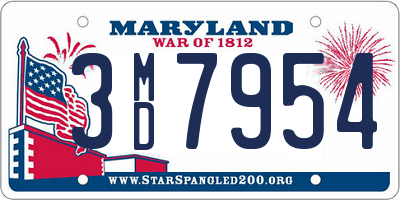 MD license plate 3MD7954