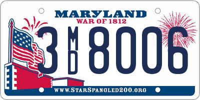 MD license plate 3MD8006