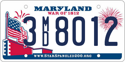 MD license plate 3MD8012