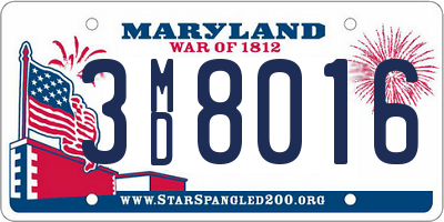 MD license plate 3MD8016