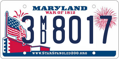 MD license plate 3MD8017