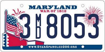 MD license plate 3MD8053