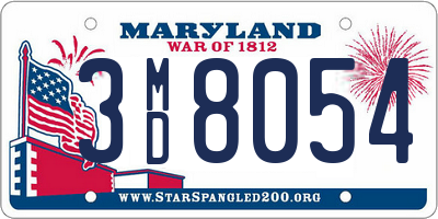MD license plate 3MD8054