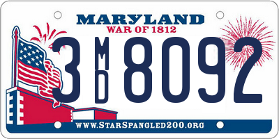 MD license plate 3MD8092