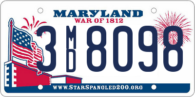 MD license plate 3MD8098