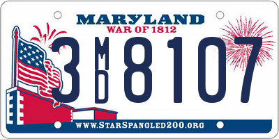 MD license plate 3MD8107