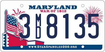 MD license plate 3MD8135