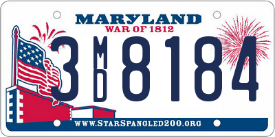 MD license plate 3MD8184