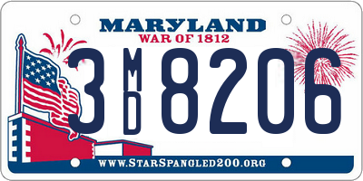 MD license plate 3MD8206