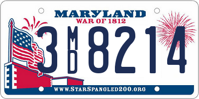 MD license plate 3MD8214