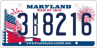 MD license plate 3MD8216