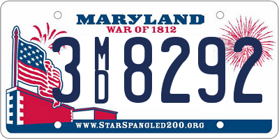 MD license plate 3MD8292