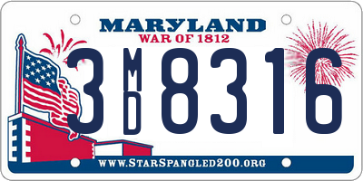 MD license plate 3MD8316