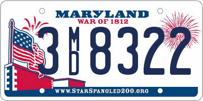 MD license plate 3MD8322