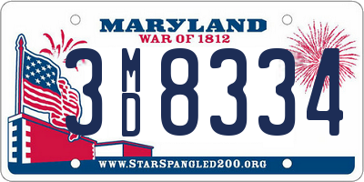 MD license plate 3MD8334