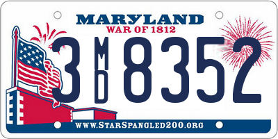 MD license plate 3MD8352