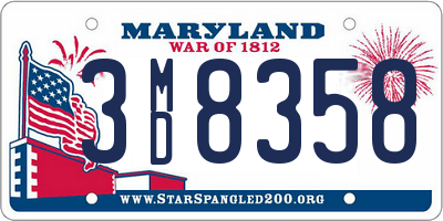 MD license plate 3MD8358
