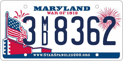 MD license plate 3MD8362