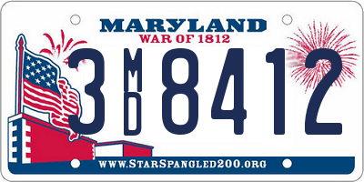 MD license plate 3MD8412