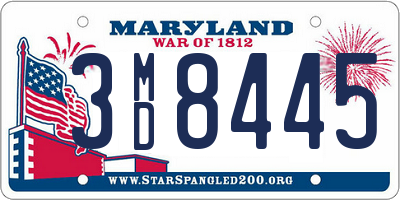 MD license plate 3MD8445