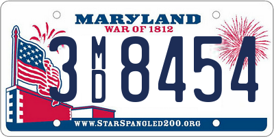 MD license plate 3MD8454