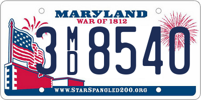 MD license plate 3MD8540