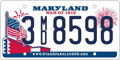 MD license plate 3MD8598