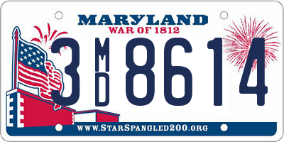 MD license plate 3MD8614