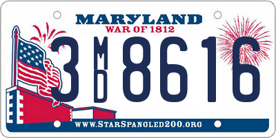 MD license plate 3MD8616