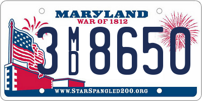 MD license plate 3MD8650