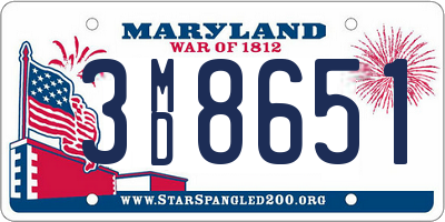 MD license plate 3MD8651