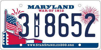 MD license plate 3MD8652