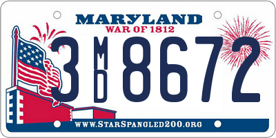 MD license plate 3MD8672