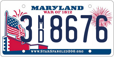 MD license plate 3MD8676