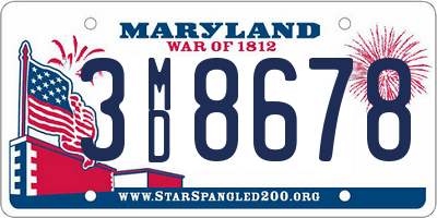 MD license plate 3MD8678