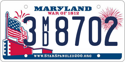 MD license plate 3MD8702