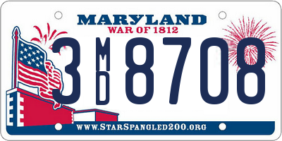 MD license plate 3MD8708