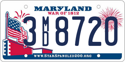 MD license plate 3MD8720