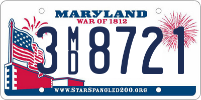 MD license plate 3MD8721