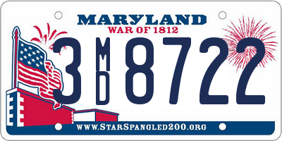 MD license plate 3MD8722