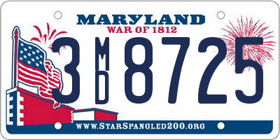 MD license plate 3MD8725