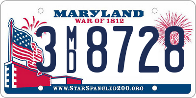 MD license plate 3MD8728