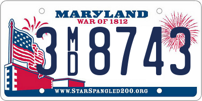 MD license plate 3MD8743