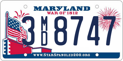 MD license plate 3MD8747