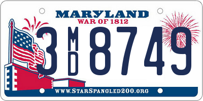 MD license plate 3MD8749