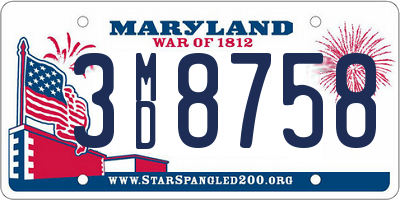 MD license plate 3MD8758