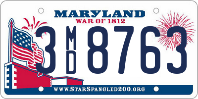 MD license plate 3MD8763