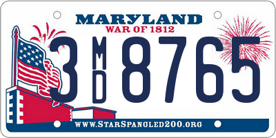 MD license plate 3MD8765